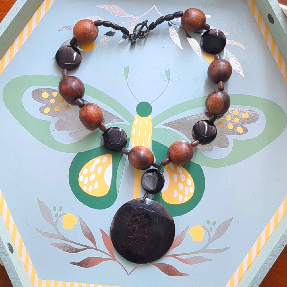 Wooden bead necklace